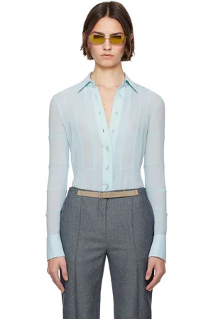 Tory Burch Blue Wool Button Down Shirt