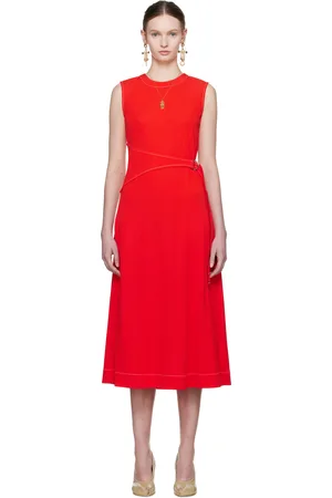 Tory Burch Red Belted Jersey Midi Dress