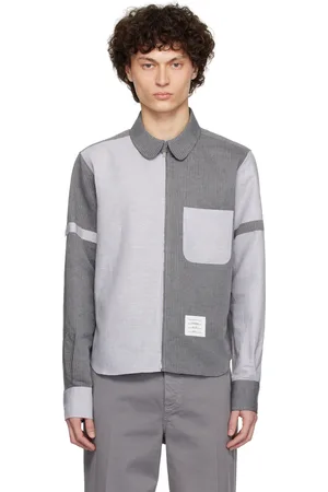 Thom Browne Gray Round Hem RC Zip Up Shirt