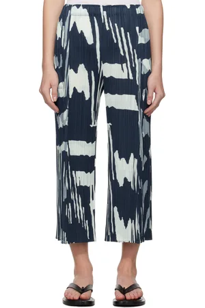 PLEATS PLEASE ISSEY MIYAKE Navy & Blue Refraction Trousers