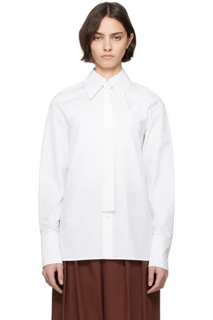 Jil Sander White Cotton Poplin Tie Shirt