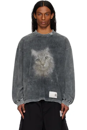 Maison Mihara Yasuhiro Bleached Cat Print Long Sleeve T-shirt