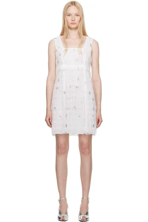 Anna Sui White Embroidered Lacey Trellis Minidress