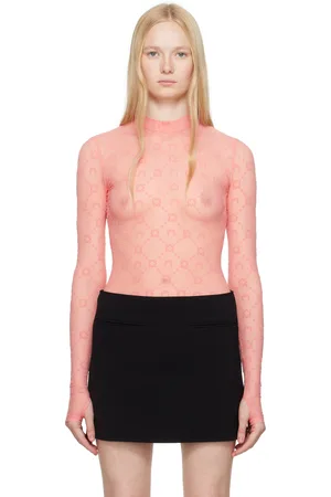 Marine Serre SSENSE Exclusive Pink Moonogram Flock Second Skin T-shirt