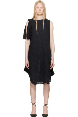 Issey Miyake Black Wrinkled & Twisted Minidress