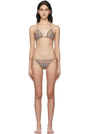 Burberry Beige Vintage Check Triangle Bikini