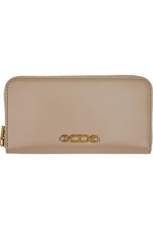 Tom Ford Beige Leather Zip Around Wallet