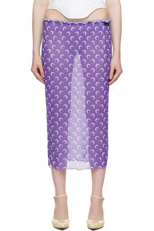 Marine Serre Purple Recycled Moon Mesh Midi Skirt