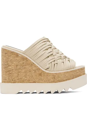 Stella McCartney Beige Sneak-Elyse Woven Platform Wedge Sandals