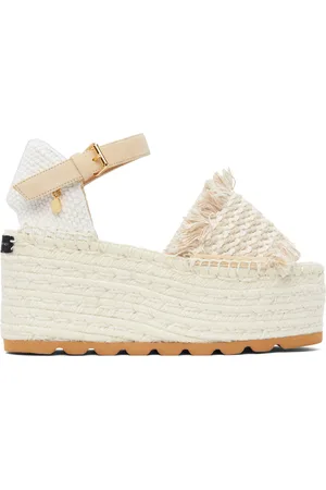Stella McCartney Off-White & Beige Gaia Platform Espadrille Wedge Sandals
