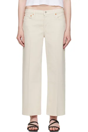 RE/DONE Off-White Comfort Stretch Wide Leg Crop Jeans