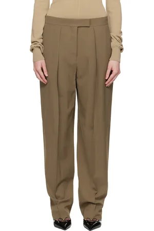 Salvatore Ferragamo Taupe Inverted Pleats Trousers