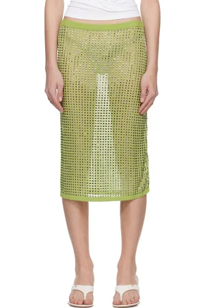 CHRISTOPHER ESBER Green Cirrus Straight Midi Skirt