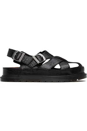 Dr. Martens Brown Fisherman Crocodile Analine Leather Sandals
