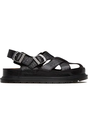 Dr. Martens Brown Fisherman Crocodile Analine Leather Sandals