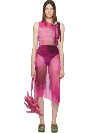 Paula Canovas Del Vas Pink Cutout Midi Dress
