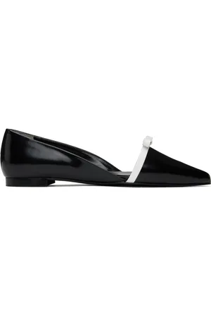 KIMHEKIM Black & White Gabriel Pointy-Toe Leather Ballerina Flats