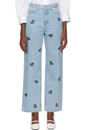 KIMHEKIM Blue Heart Puzzle Stamped Jeans