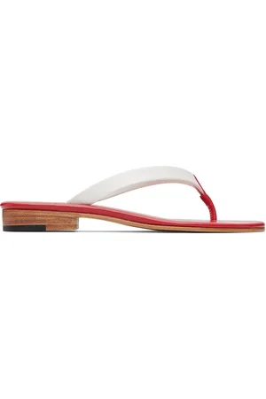 Martiniano White & Red Leather Flip-Flops