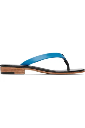 Martiniano Blue & Black Leather Flip-Flops