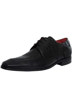 Jeffery West Croco Derby Leather Shoes