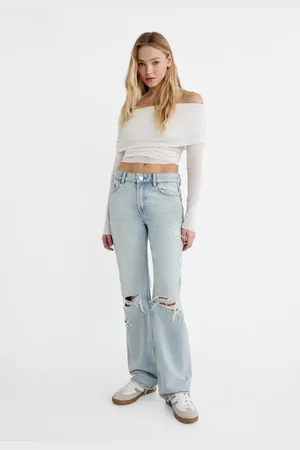 Stradivarius straight bootcut jean in light wash