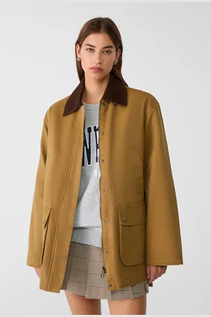 Stradivarius Waxed parka with multiple pockets M