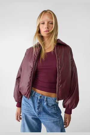Stradivarius Leather effect puffer jacket L