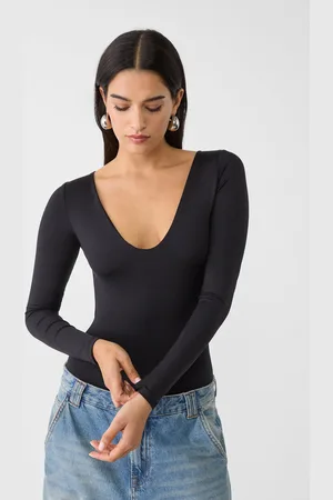Stradivarius Polyamide V-neckline bodysuit XS