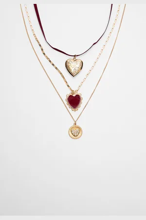 Stradivarius Set of 3 heart and cord necklaces OS
