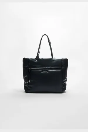 Stradivarius Leather effect shopper bag with zip OS