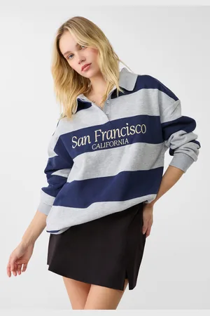Stradivarius Striped embroidered polo sweatshirt L