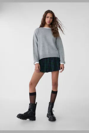 Stradivarius Check balloon mini skirt S