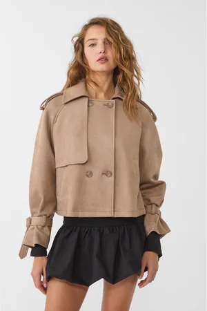 Stradivarius Short faux suede trench coat S