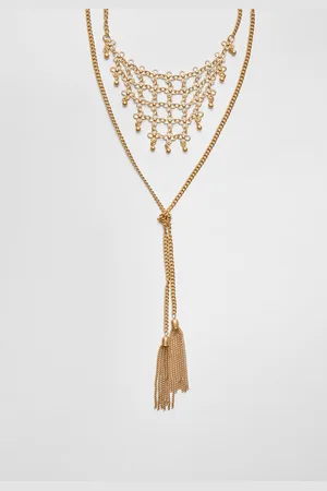 Stradivarius Maxi lariat necklace with mini flowers OS