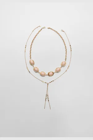 Stradivarius Set of 2 lariat and resin necklaces OS