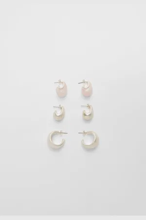 Stradivarius Set of 3 pairs of voluminous mini earrings OS