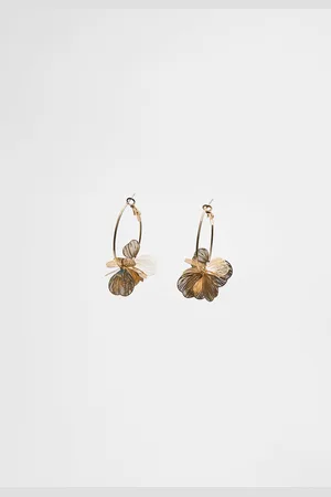 Stradivarius Flower hoop earrings OS