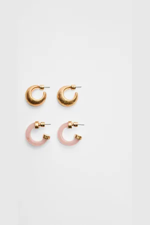 Stradivarius Set of 2 contrast hoop earrings OS