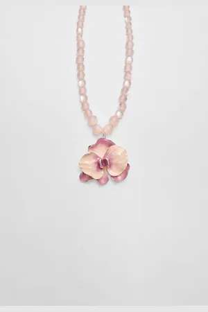 Stradivarius Beaded necklace with enamelled flower OS