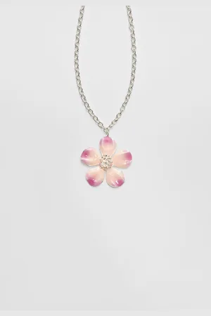 Stradivarius Enamel flower chain necklace OS