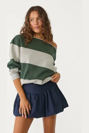 Stradivarius Striped sweatshirt with exposed shoulders XS