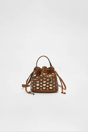 Stradivarius Studded crossbody bucket bag OS