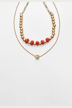 Stradivarius Set of 2 strawberry necklaces OS