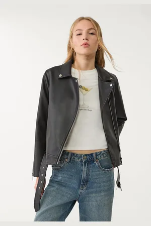 Stradivarius Faux leather biker jacket M