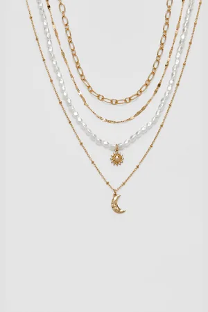 Stradivarius Set of 4 moon and sun necklaces OS