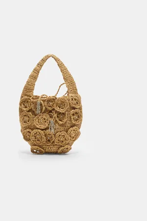 Stradivarius Raffia-style floral shoulder bag OS