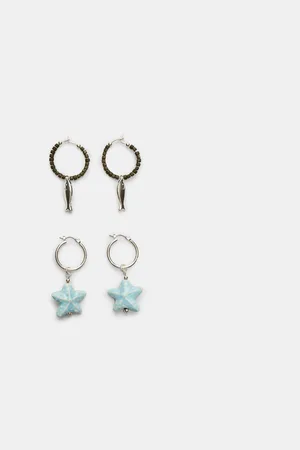 Stradivarius Set of 2 pairs of star and fish earrings OS