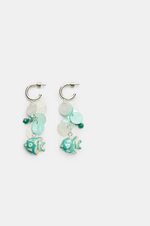 Stradivarius Fish charm dangle earrings OS
