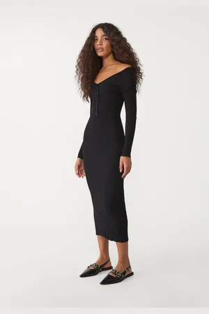 Stradivarius Long knit dress with buttons M